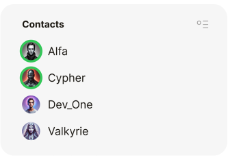 Contacts in Qaxa sidebar