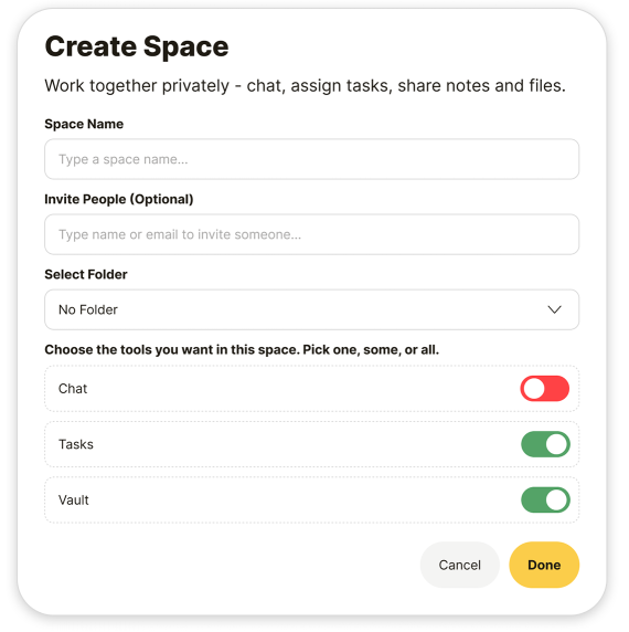Create space in Qaxa