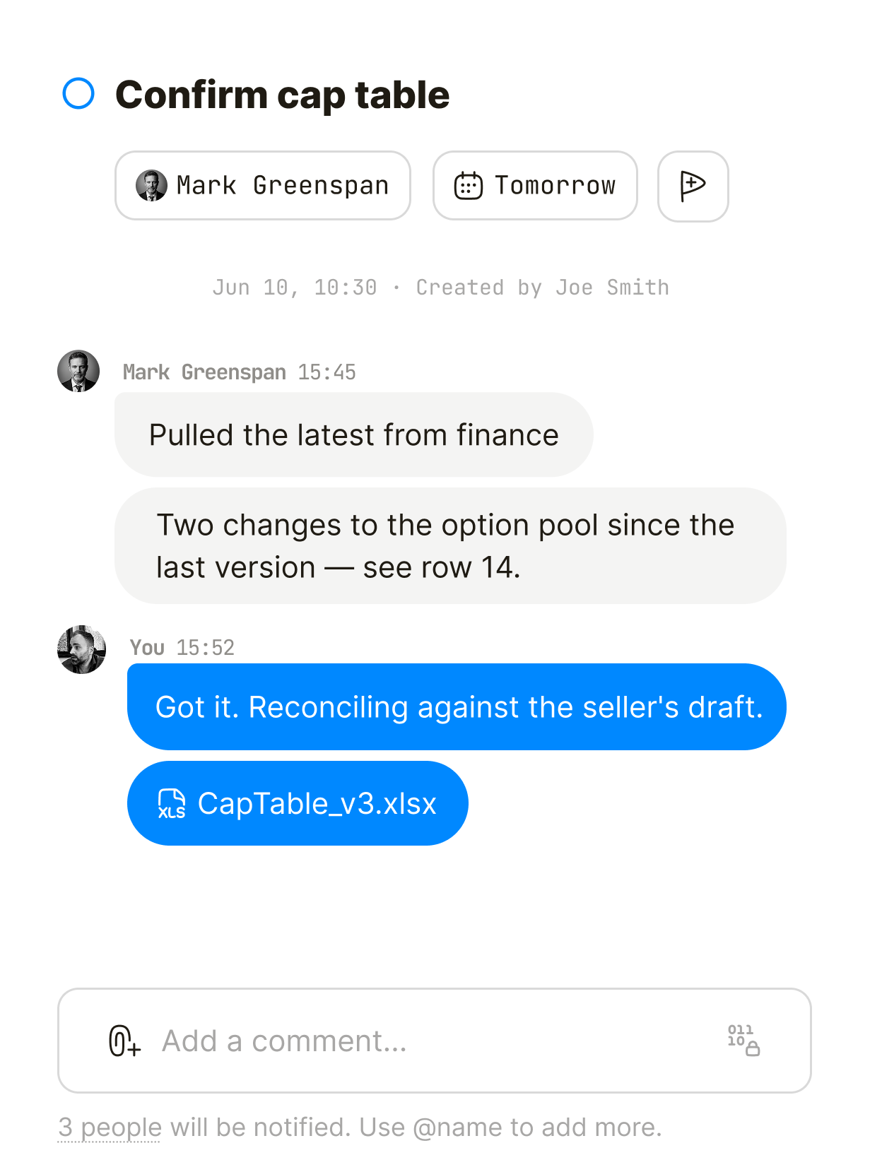 Confirm Cap Table