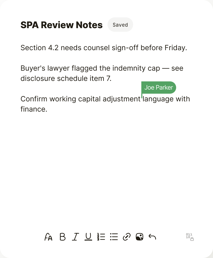 Deal notes